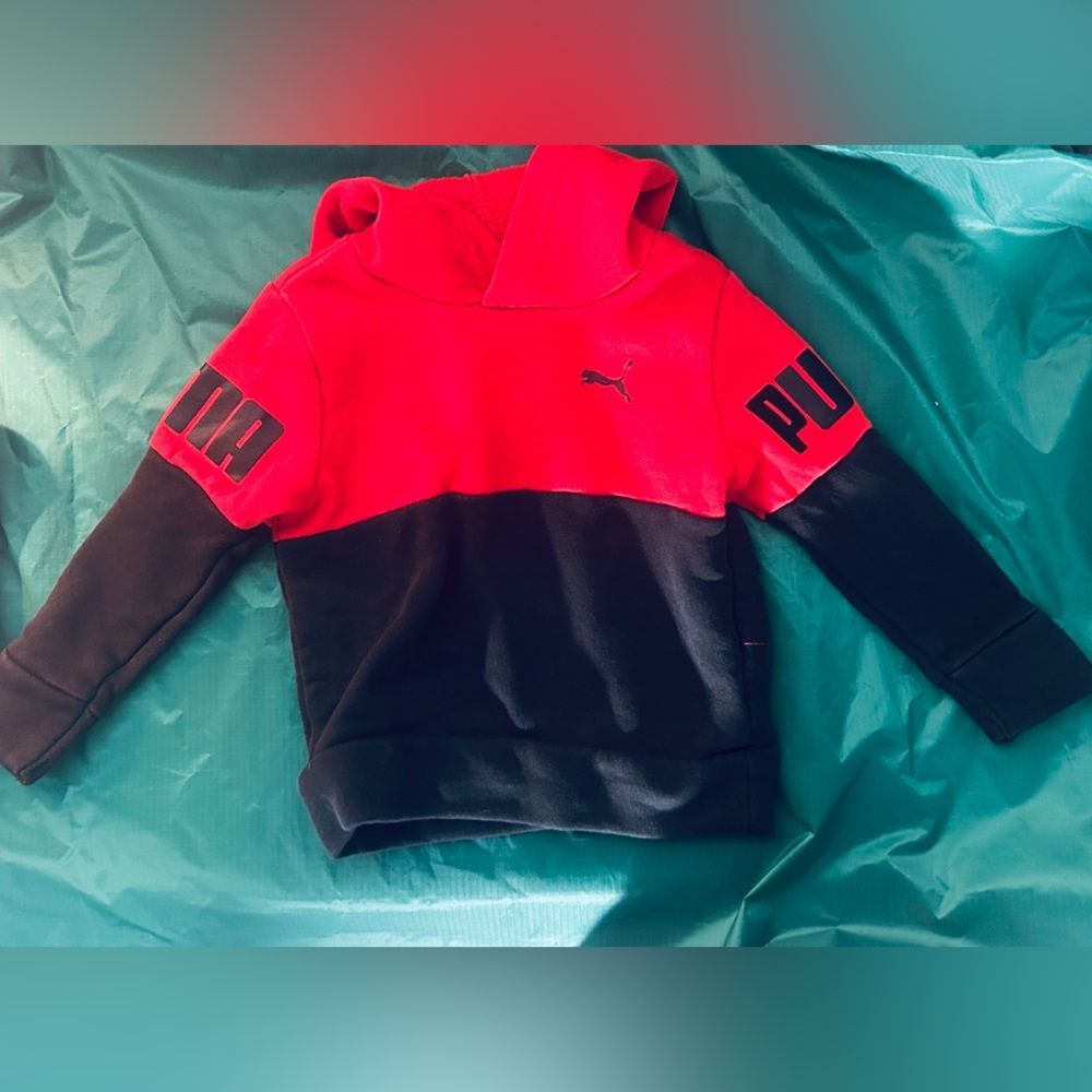 Puma red and black hoodie size 12 months